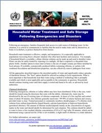Household water treatment and safe storage  following emergencies and disasters