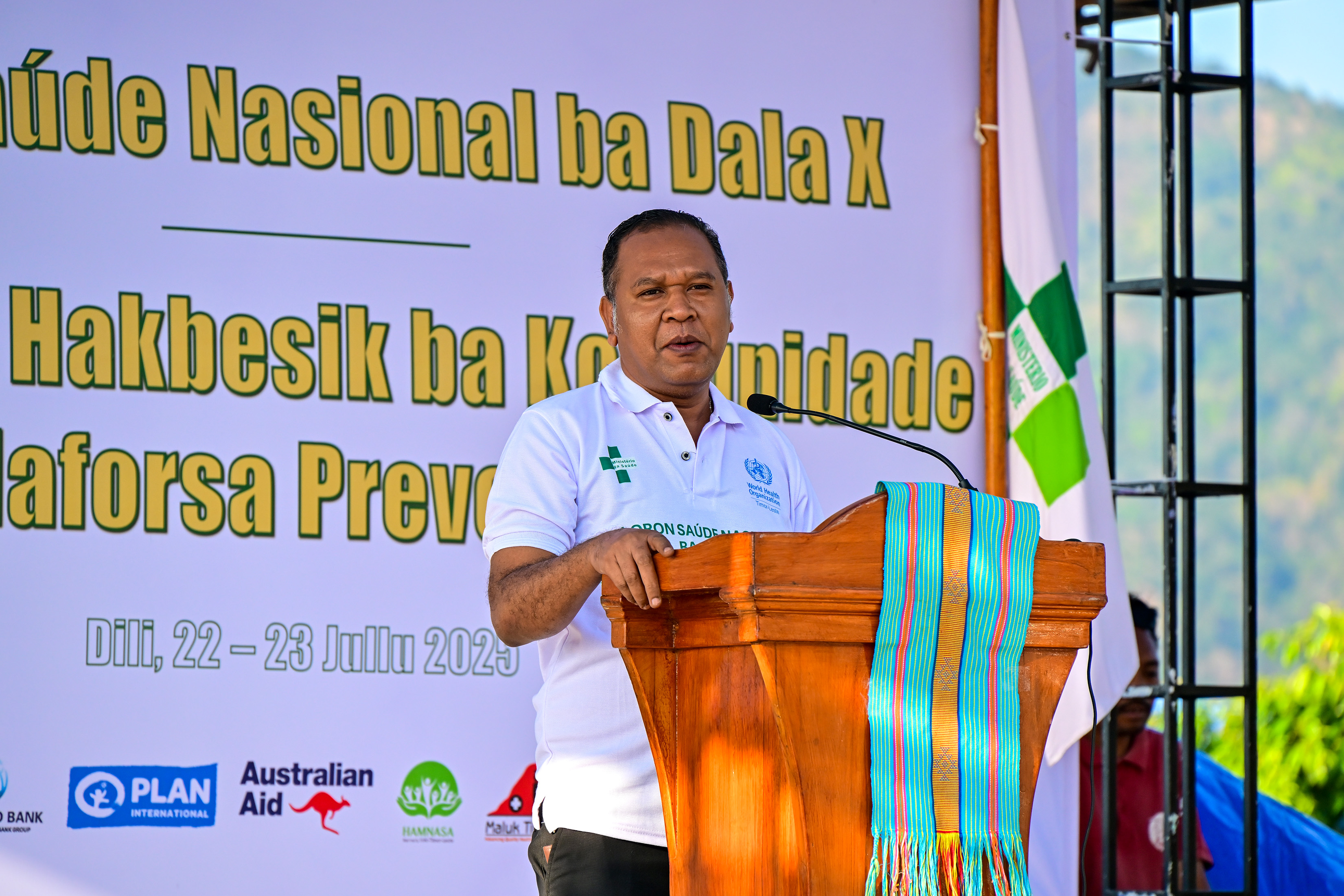 Vice Health Minister Dr. Flavio Brandao delivering speech during National Health Day
